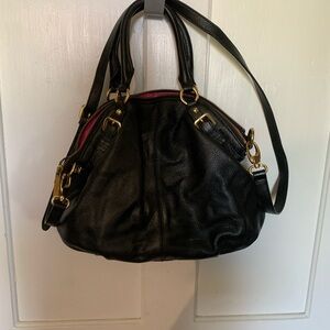 Danier black purse with shoulder strap, black